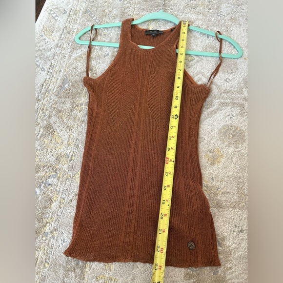 Ted Baker Women Brown Metallic Finish Racerback Tank Top - Picture 11 of 12